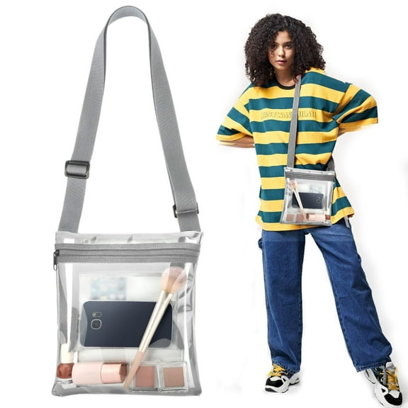 Clear Crossbody Bag, Stadium Approved Clear Bag, Waterproof Shoulder Purse with Adjustable Strap for Concert
