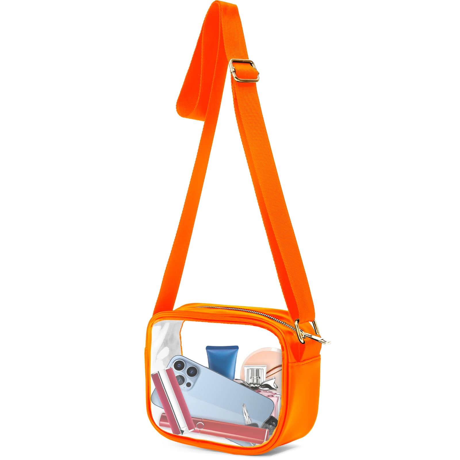 Small Orange Clear Bag Clear Crossbody Bag, Stadium Approved Clear