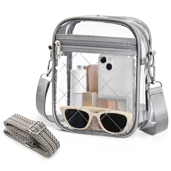 Clear Crossbody Bag Stadium Approved, Clear Purses for Women, Small Stadium Bag for Events Concerts Sports Fans
