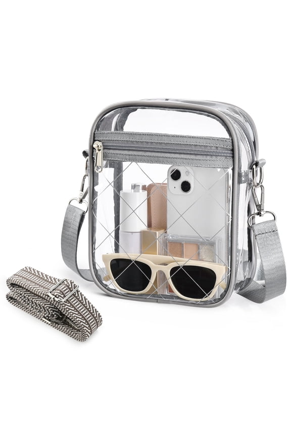 Clear Crossbody Bag Stadium Approved, Clear Purses for Women, Small Stadium Bag for Events Concerts Sports Fans