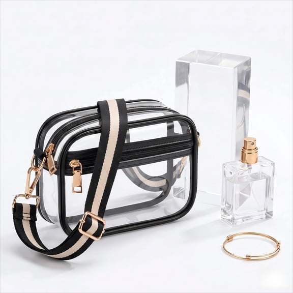 Clear Crossbody Bag Stadium Approved, Clear Purses for Women, Small Stadium Bag for Events Concerts Sports Fans