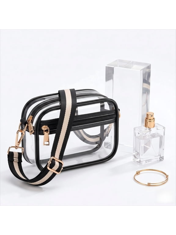 Clear Crossbody Bag Stadium Approved, Clear Purses for Women, Small Stadium Bag for Events Concerts Sports Fans