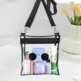 thumbnail image 1 of Clear Crossbody Bag | Stadium Approved Transparent PVC Messenger Purse | Adjustable Strap | Large 10x9x7.5in | Heavy Duty Clear Shoulder Organizer for Event, Concert, Sports, Work | Black | 1 Pack, 1 of 7