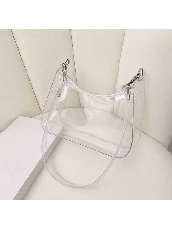 Clear Crossbody Bag - Stadium Approved Waterproof PVC Purse with Secure Zipper, Lightweight Organizer for Concerts Sports Travel Gym, Clear