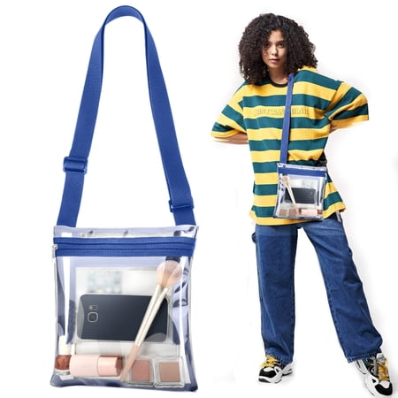 Clear Crossbody Bag, TSV Stadium Approved Clear Bag, Waterproof Shoulder Bag with Adjustable Strap