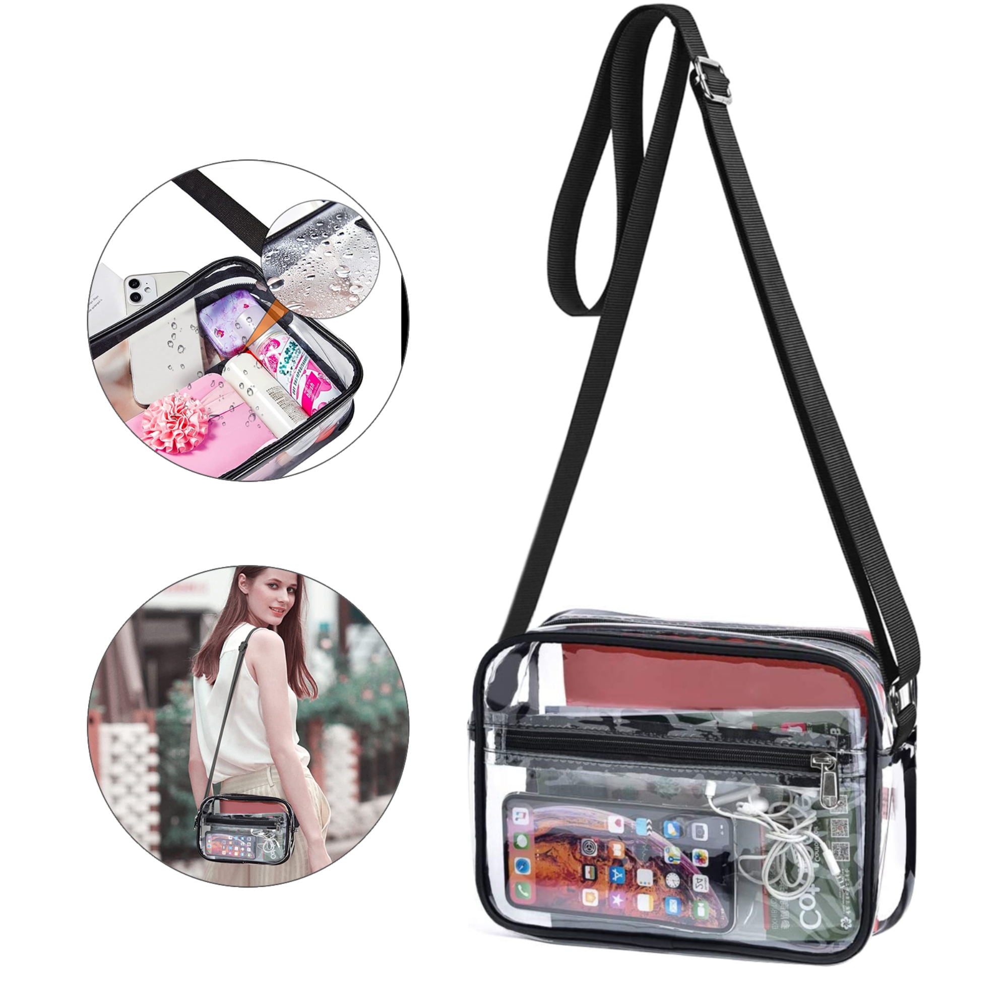 Clear Crossbody Bag, TSV Stadium Approved Clear Bag for Concert, Waterproof  Shoulder Bag with Adjustable Strap