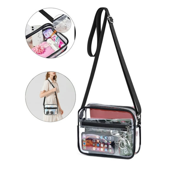 Clear Crossbody Bag, TSV Stadium Approved Clear Bag for Concert, Waterproof Shoulder Bag with Adjustable Strap