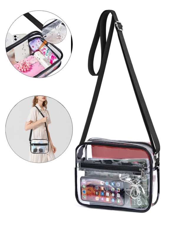 Clear Crossbody Bag, TSV Stadium Approved Clear Bag for Concert, Waterproof Shoulder Bag with Adjustable Strap