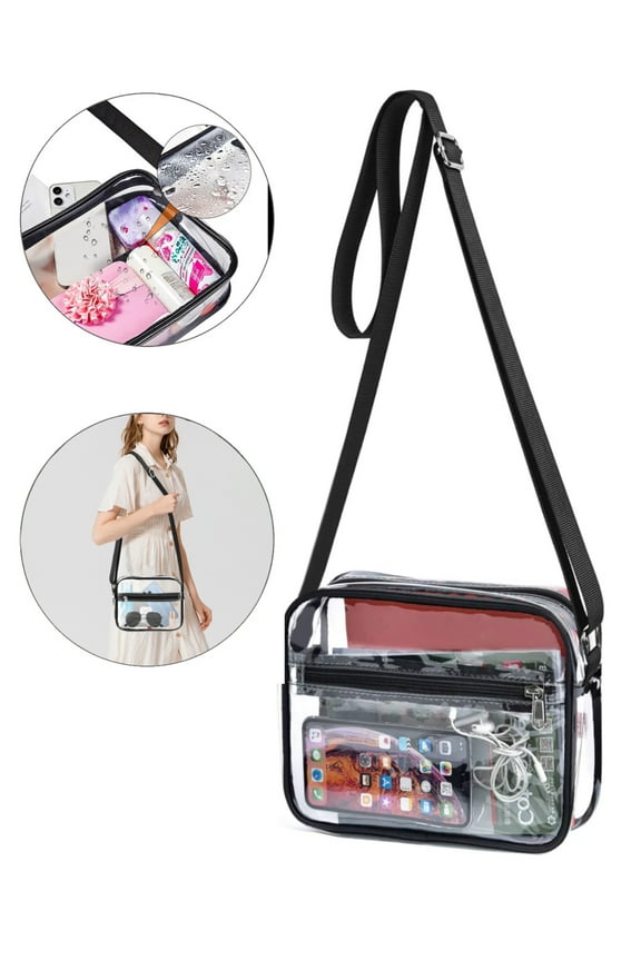 Clear Crossbody Bag, TSV Stadium Approved Clear Bag for Concert, Waterproof Shoulder Bag with Adjustable Strap