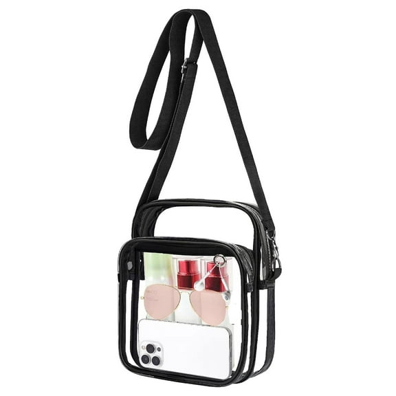 Clear Crossbody Bag, Waterproof Transparent Shoulder Bag, Stadium Approved Handbag with Adjustable Strap, White