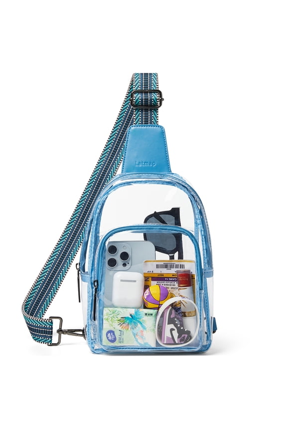 Clear Crossbody Bag for Women - Stadium Approved Transparent Purse with Zipper Pockets, Meets 12x6x12 Size Policy for Concerts, Sports Games & Events