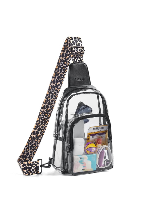 Clear Crossbody Bag for Women - Stadium Approved Transparent Purse with Zipper Pockets, Meets 12x6x12 Size Policy for Concerts, Sports Games & Events