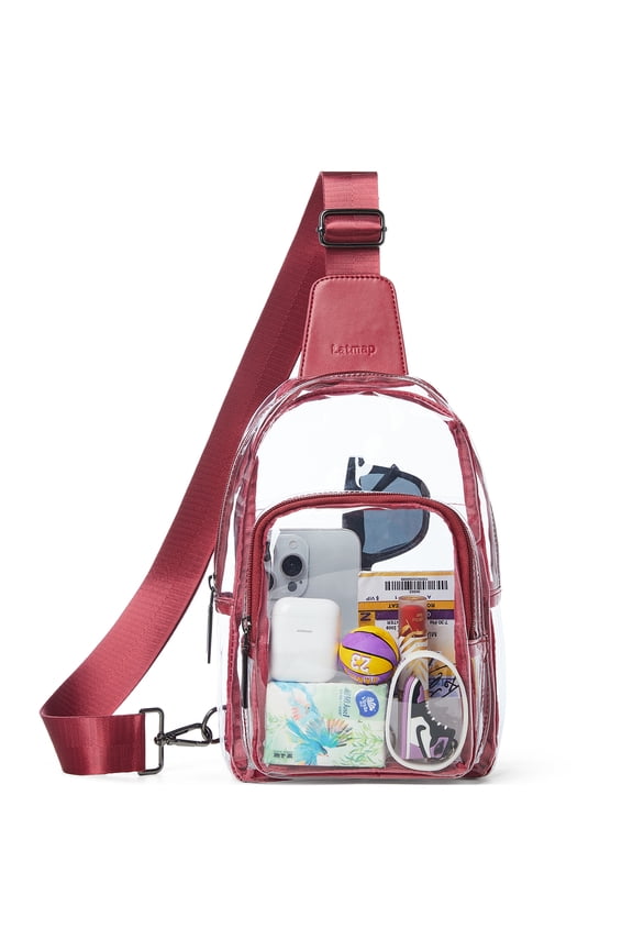 Clear Crossbody Bag for Women - Stadium Approved Transparent Purse with Zipper Pockets, Meets 12x6x12 Size Policy for Concerts, Sports Games & Events