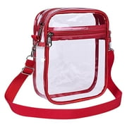 Clear Crossbody Bags for Stadium Events,See Through Bag,Clear Crossbody Bag Stadium Approved,Clear Purse,Plastic Transparent Crossbody Bag Stadium BagRed 8*6*3infrom QiwagFerng