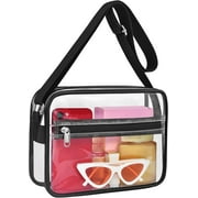 MAY TREE Clear Bag for Stadium Events Clear Messenger Bag for Concerts Sports - Black
