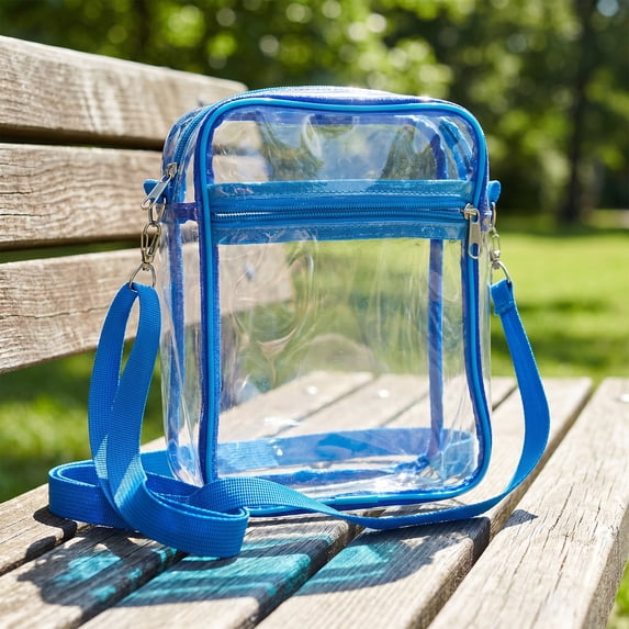 Clear Crossbody Purse Bag Bulk Stadium Approved 8"x 5.9" PVC Purse Bag with Strap for Travel Stadium Concerts Festival