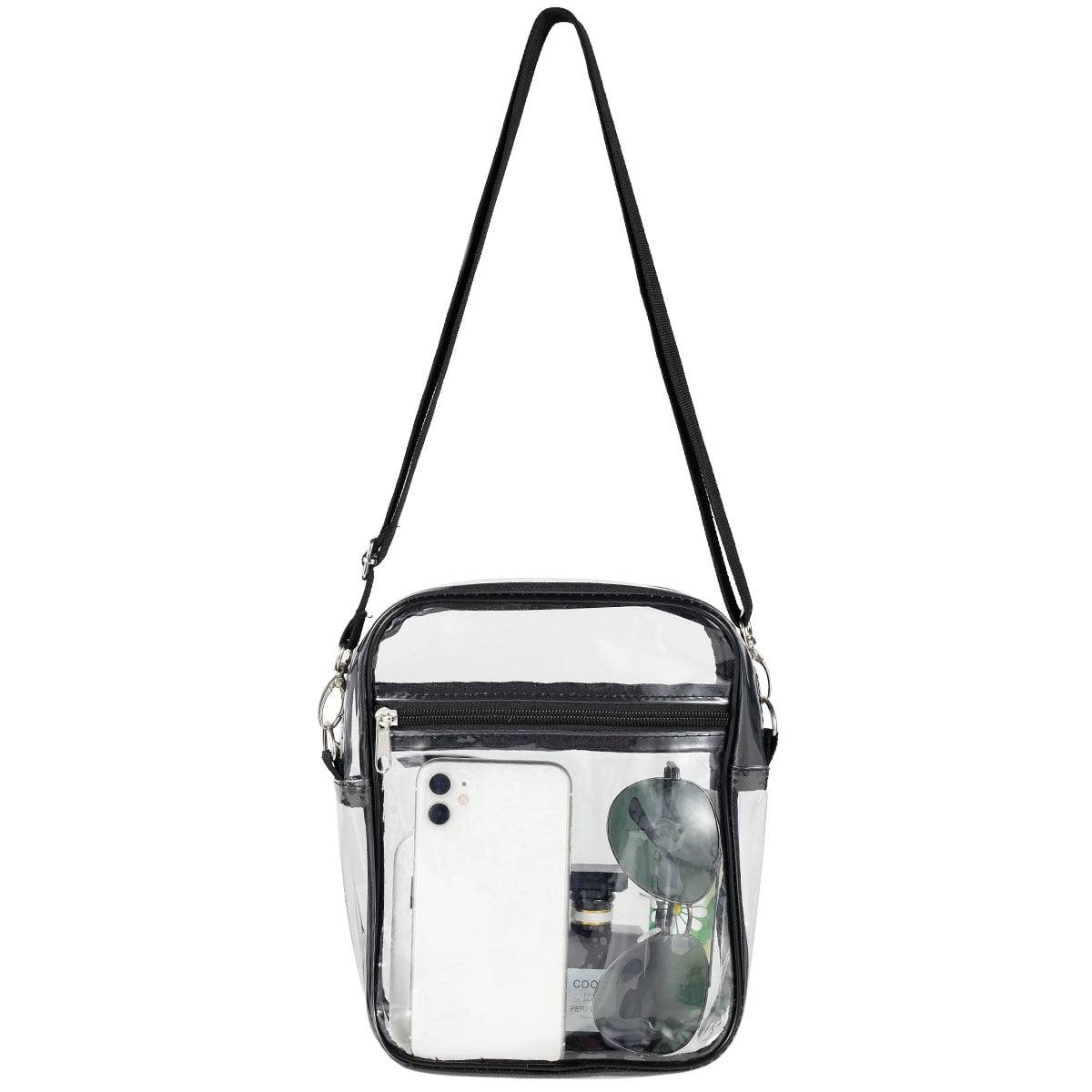 NUAHRHY Clear Crossbody Purse Bag Stadium Approved Transparent Shoulder Bag See Through Gym Waterproof Zippered Tote