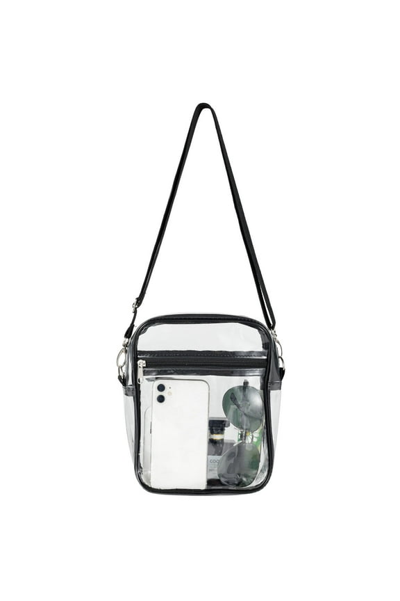 Clear Crossbody Purse Bag Stadium Approved Transparent Shoulder Bag See Through Gym Waterproof Zippered Tote