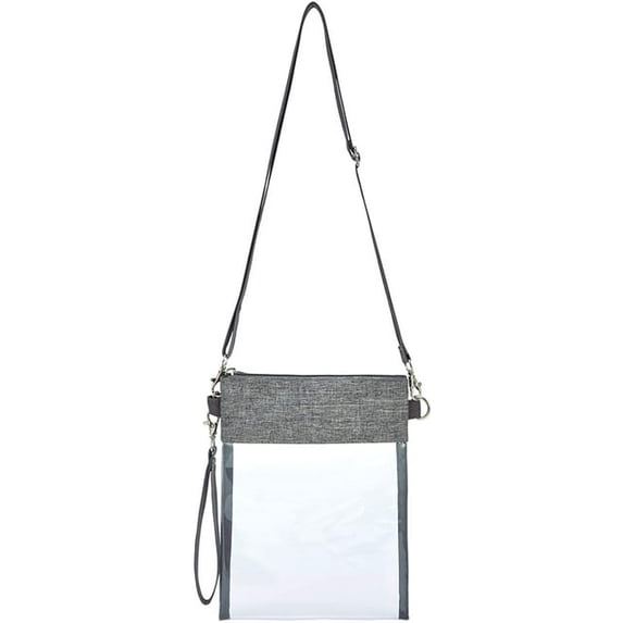 Clear Crossbody Purse Bag Stadium ,Clear Bag with Adjustable Shoulder Strap - Gray