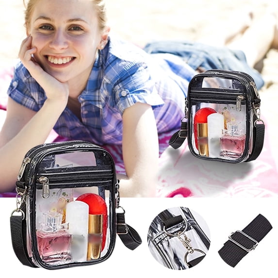 Clear Crossbody Purse Transparent Stadium Approved Cosmetic Bag with Inner Pocket for Concerts Festivals Sports Events Travel