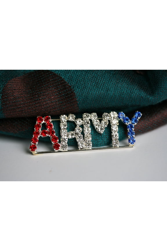 Clear Crystal ARMY Pin Red White Bule Letter ARMY Brooch Rhinestone ARMY word Pin