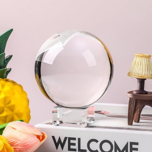 Clear Crystal Ball 80mm/3.1 inch for Fortune Teller Accessories,Halloween Decor,Magic,Feng Shui,Witchcraft,Scrying,Decorative Ball,Lensball Photography,Quartz Crystal Sphere Prop Glass Orb