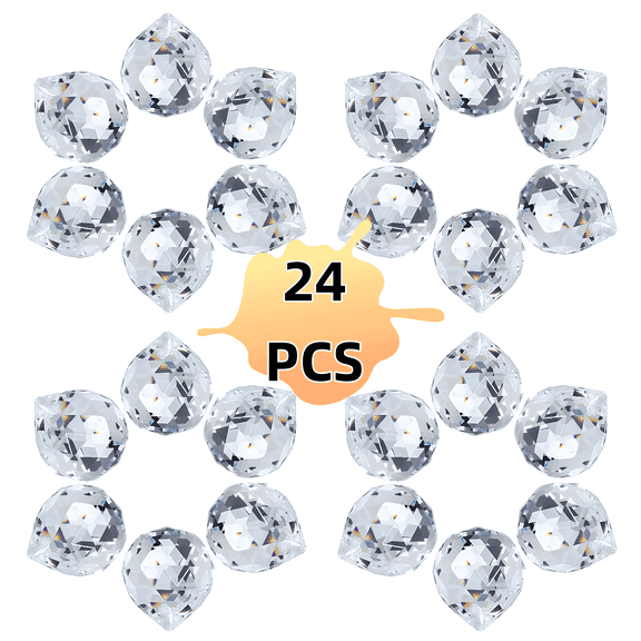 Kabuer Clear Crystal Ball Suncatcher Prisms 24 Pcs 20mm - Rainbow Pendants for Windows, Hanging Crystal Decor