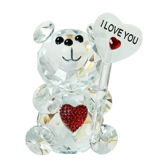Clear Crystal Bear Figurine – Mini Cute Heart Bear Holding “I Love You”, Valentine’s Day Gift, Collectible Tabletop Ornament, Wedding, Birthday, Anniversary, Romantic Gift, Home Decor, Party Favor
