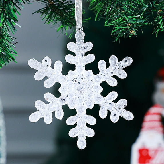 Clear Crystal Christmas Ornaments for Christmas Tree Decorations, Hanging Clear Acrylic Snowflake Elf Ornaments, Snow Flake Stars Winter Party Decoration Supplies