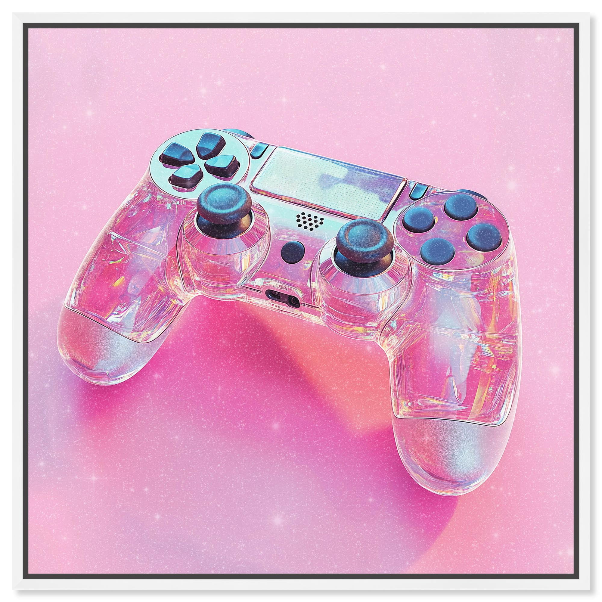 Pink Controller Being Held Art Clear Crystal Controller Canvas Pink Gaming Prints by Art Remedy, White ...