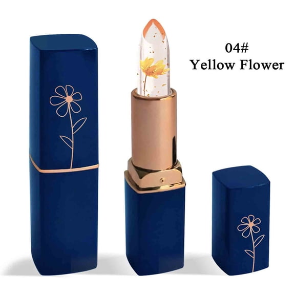 Clear Crystal Flower Lipstick, Color Changing Moisturizing Lip Gloss, Long Lasting Nutritious Lip Balm, Moisturizer Lip Balm Korean Magic Lip Gloss 24 Hours Lip Tinted Stain Makeup, Yellow Flower