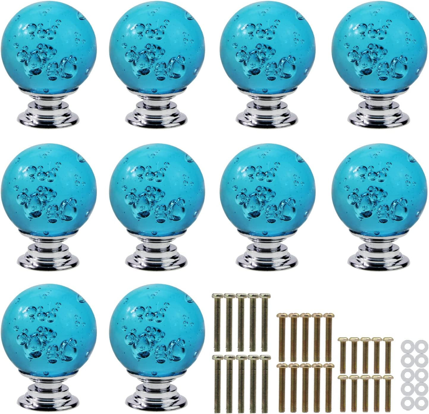 Clear Crystal Glass Drawer Pulls with Bubble Ball® Door