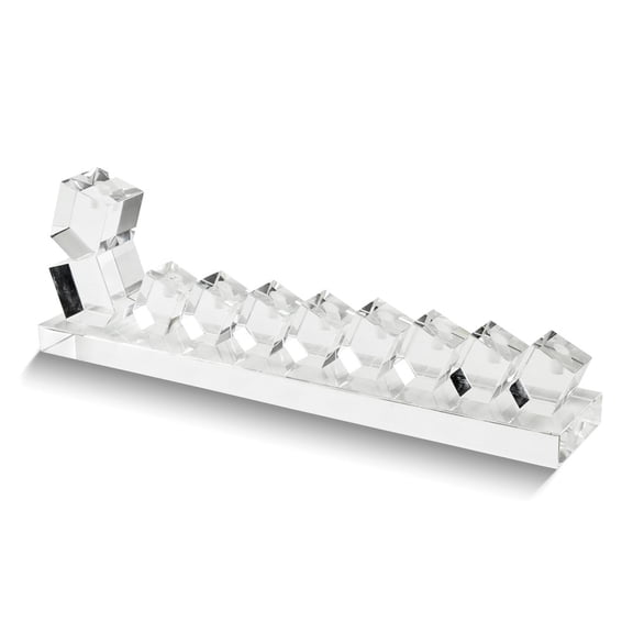 Clear Crystal Glass Dreidel Menorah
