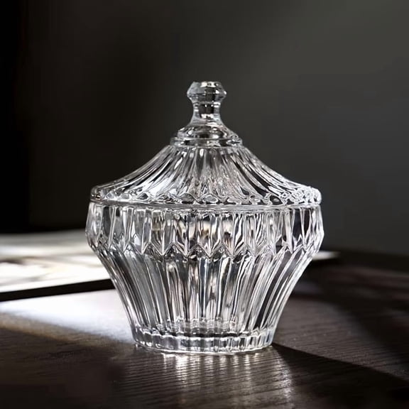 Clear Crystal Glass Jar with Lid  Airtight Storage Container for Spices, Desserts, Candles, and Home Decor, Versatile Kitchen Canister