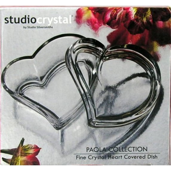 Studio Crystal Paola Collection Fine Crystal Heart Covered Dish #43593