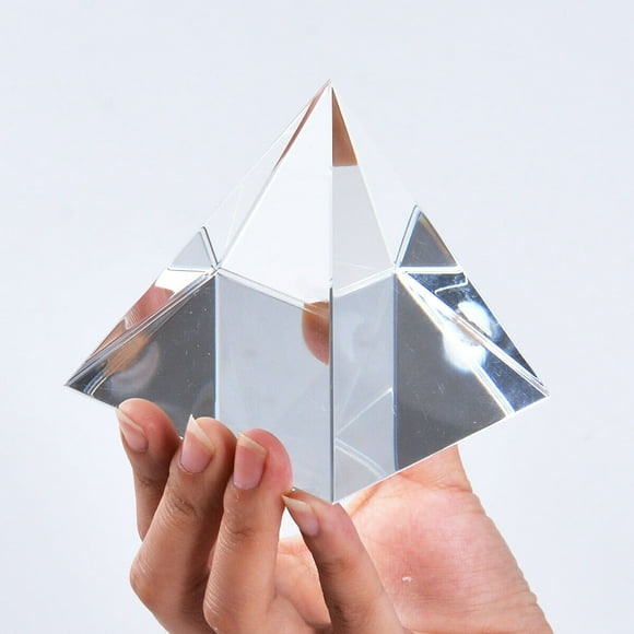 Clear Crystal Pyramid Figurine Glass Paperweight Fengshui Chakra Home Decor 60MM
