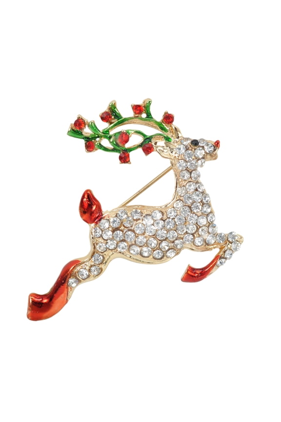 Clear Crystal Rhinestone Bright Flower Snowflake Pin Brooch For Women (Gold Tone)