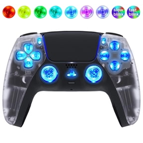 Clear Crystal Silent Modz LED Light Up Button Wireless Custom Controller for PS5