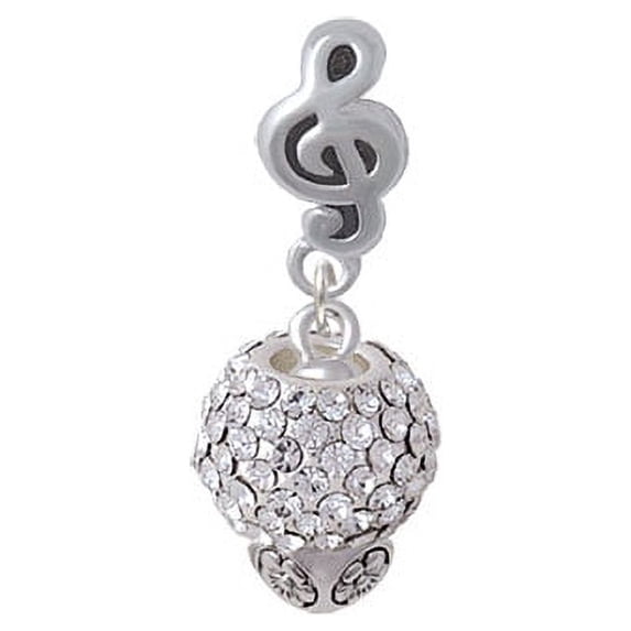 Clear Crystal Sparkle Spinner - Clef Note Charm Bead
