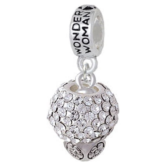 Clear Crystal Sparkle Spinner - Wonder Woman Charm Bead