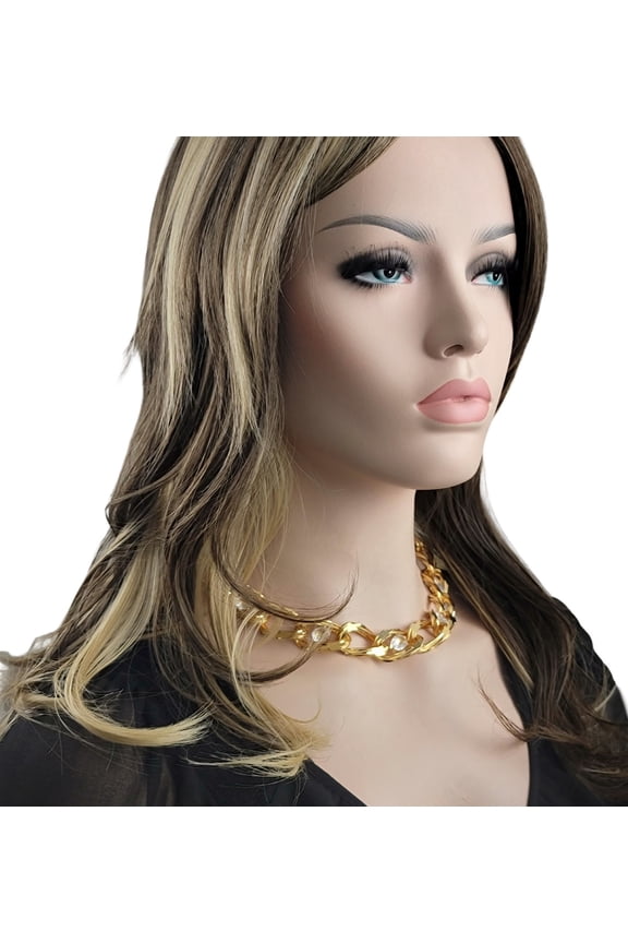 Clear Crystal Studded Thick Ribbed Detailed Curb Chain Collar Necklace 18"