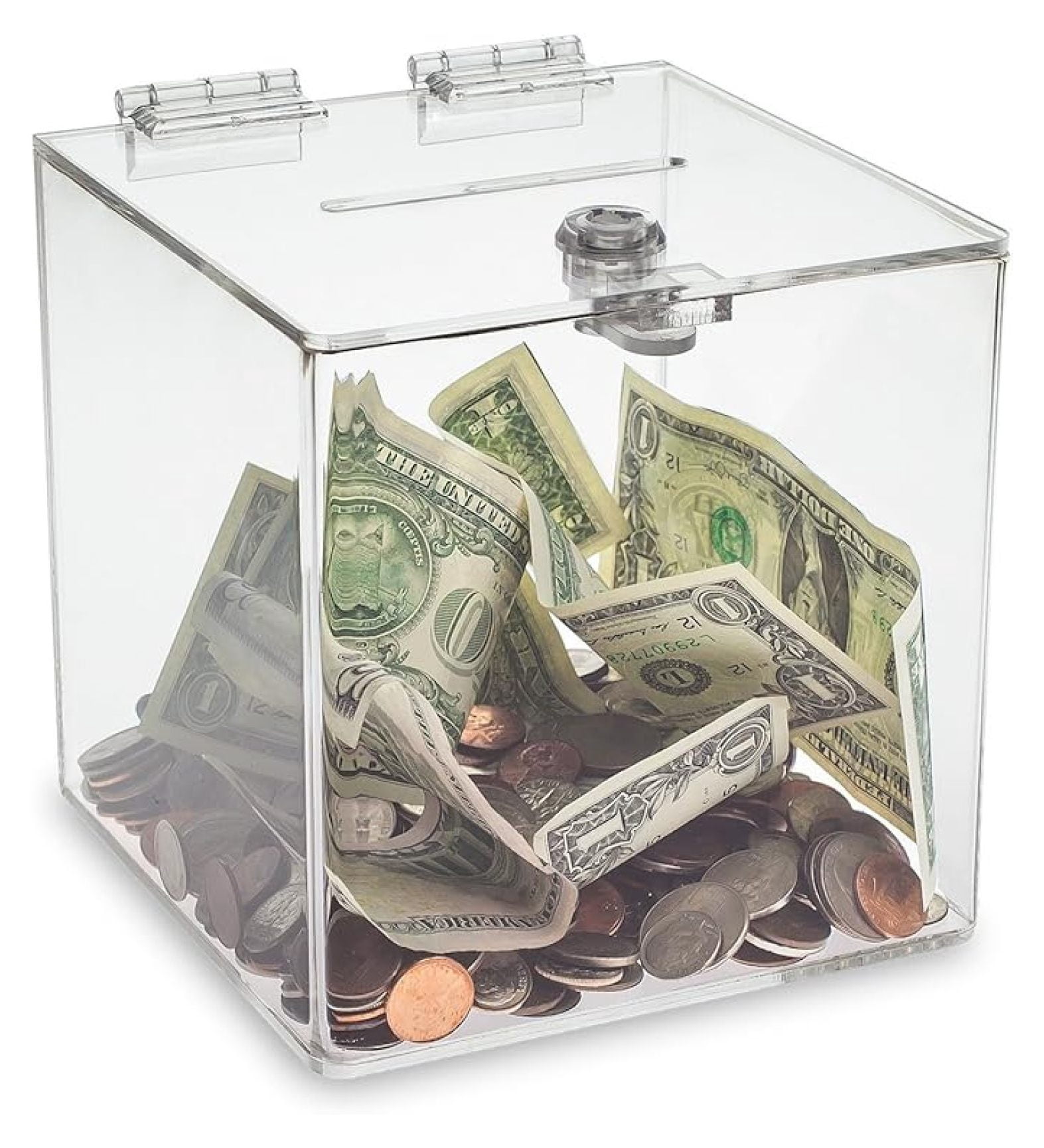 Clear Cube Donation Box With Cam Lock Suggestion Registration Raffle ...