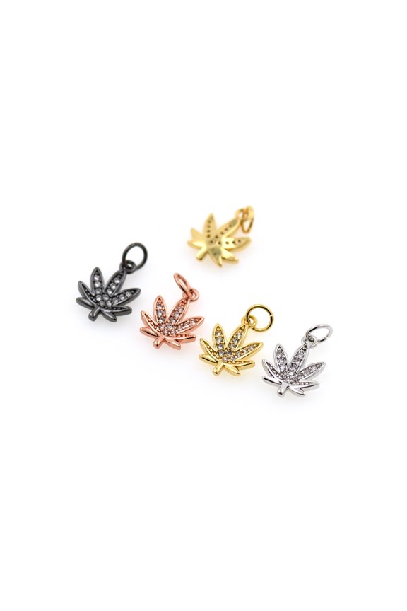 Clear Cubic Leaves Pendant,Rhinestone Maple Leaf Charms,Personalized Jewelry Findings 10x13mm(10Pcs,MixColor)