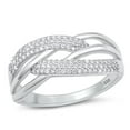 thumbnail image 1 of Clear Cubic Zirconia Abstract Designer Ring .925 Sterling Silver Band White Jewelry Female Size 7, 1 of 4