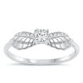 thumbnail image 1 of Clear Cubic Zirconia Angel Wings Ring .925 Sterling Silver Hope Band White Jewelry Female Size 6, 1 of 4