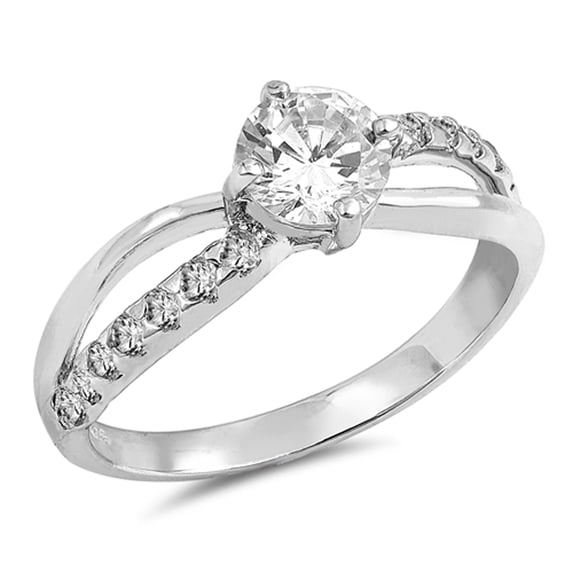 Clear Cubic Zirconia Bridal Engagement Ring .925 Sterling Silver Band White Jewelry Female Size 5