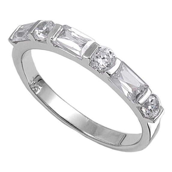 Clear Cubic Zirconia Bridal Wedding Ring .925 Sterling Silver Band White Jewelry Female Male Size 5