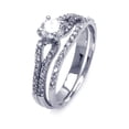 thumbnail image 1 of Clear Cubic Zirconia Bridal Wedding Ring Rhodium Plated Sterling Silver Size 6, 1 of 3