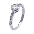 thumbnail image 1 of Clear Cubic Zirconia Center With Side Stones Engagement Ring Rhodium Plated Sterling Silver Size 9, 1 of 2