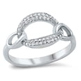 thumbnail image 1 of Clear Cubic Zirconia Chain Linked Design Ring Sterling Silver Size 8, 1 of 3